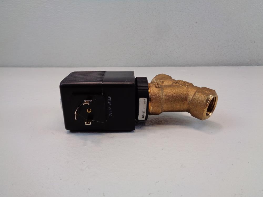 Burkert 2-Way 1/2" NPT Bronze Solenoid Piston Valve 6038 A 7/16 EF BZ, 00459063